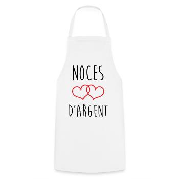 noces d'argent 25 ans d'amour - Tablier de cuisine - blanc - Devant - AI Model Male 185 dark (185cm)