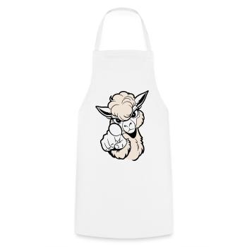 Alpaga espiègle pointant le spectateur - Tablier de cuisine - blanc - Devant - AI Model Male 185 dark (185cm)
