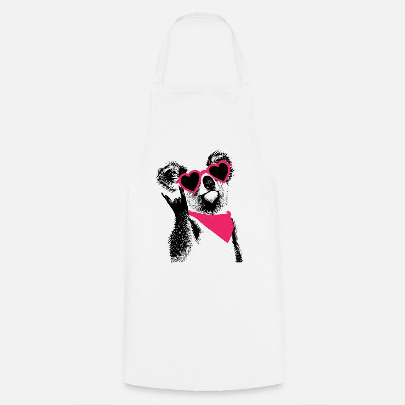 Koala avec lunettes en forme de cœur et panneau de jupe - Tablier de cuisine - blanc