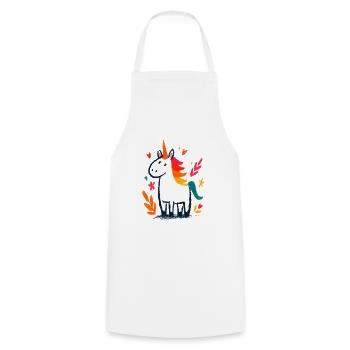 Pastel unicorn with rainbow mane - Cooking Apron - white - Front - AI Model Male 185 dark (185cm)