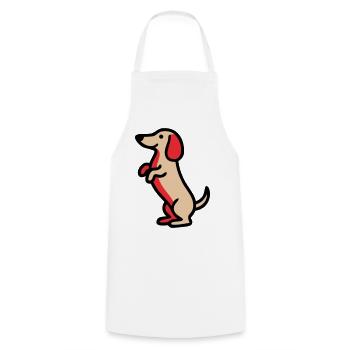 Süßer Dackel Hund Männchen Comic - Kochschürze - Weiß - Vorne - AI Model Male 185 dark (185cm)