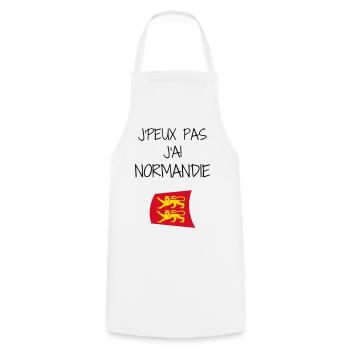 Fierté Normande : J'peux pas j'ai Normandie - Tablier de cuisine - blanc - Devant - AI Model Male 185 dark (185cm)