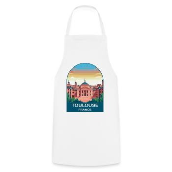 Toulouse France Pink City Vintage Travel Poster - Cooking Apron - white - Front - AI Model Male 185 dark (185cm)