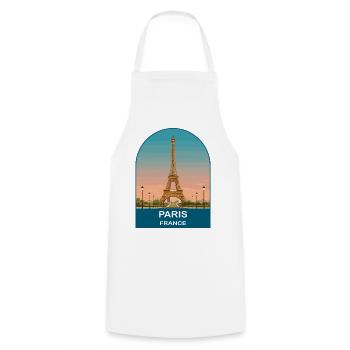 Paris France Affiche de voyage vintage de la Tour Eiffel - Tablier de cuisine - blanc - Devant - AI Model Male 185 dark (185cm)