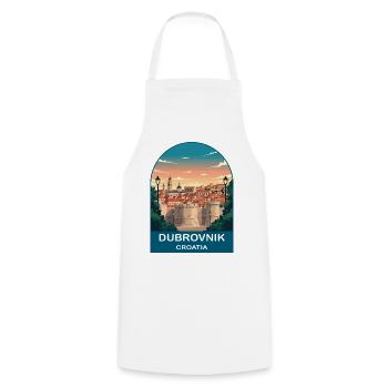 Poster de voyage vintage de Dubrovnik Croatia - Tablier de cuisine - blanc - Devant - AI Model Male 185 dark (185cm)