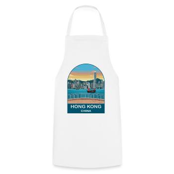 Hongkong Victoria Harbour Vintage-Reiseplakat - Kochschürze - Weiß - Vorne - AI Model Male 185 dark (185cm)