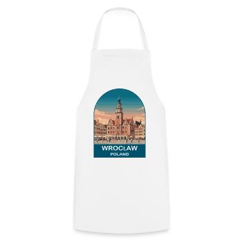 Wroclaw Poland Vintage Travel Poster Art - Cooking Apron - white - Front - AI Model Male 185 dark (185cm)