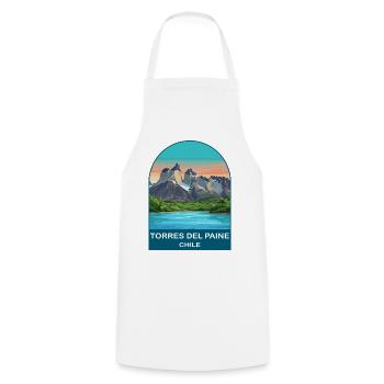 Torres del Paine Chile Vintage Retro Travel Poster - Cooking Apron - white - Front - AI Model Male 185 dark (185cm)