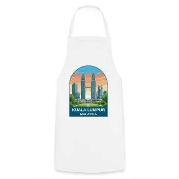 Kuala Lumpur Malaysia Vintage-Reiseillustration - Kochschürze - Weiß - Vorne - AI Model Male 185 dark (185cm)