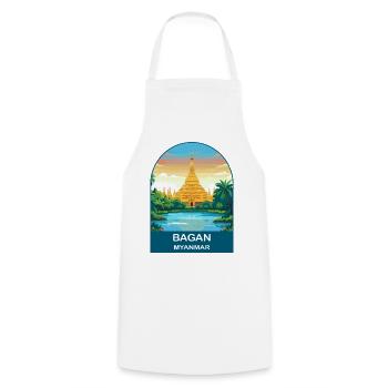 Bagan Myanmar Temple Vintage Travel Poster - Cooking Apron - white - Front - AI Model Male 185 dark (185cm)