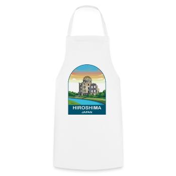 Hiroshima Japan Vintage Travel Poster Art - Cooking Apron - white - Front - AI Model Male 185 dark (185cm)