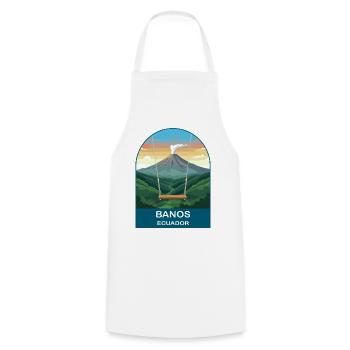 Banos Ecuador Volcano Art de voyage vintage - Tablier de cuisine - blanc - Devant - AI Model Male 185 dark (185cm)