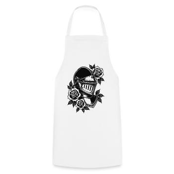 Rosebound Knight Helmet - Cooking Apron - white - Front - AI Model Male 185 dark (185cm)