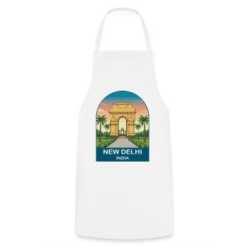New Delhi India Gate Vintage City Travel Design - Cooking Apron - white - Front - AI Model Male 185 dark (185cm)