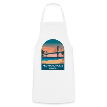 Florianópolis Brazil Bridge Vintage Travel Art - Cooking Apron - white - Front - AI Model Male 185 dark (185cm)