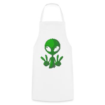 T-shirt Pixel Green Alien Peace Sign - Tablier de cuisine - blanc - Devant - AI Model Male 185 dark (185cm)