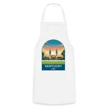 Art d’affiches de voyage vintage Kentucky USA - Tablier de cuisine - blanc - Devant - AI Model Male 185 dark (185cm)