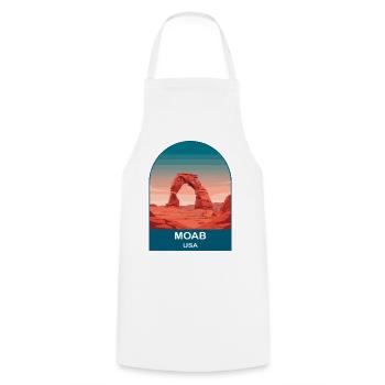 Art d’affiche de voyage vintage Moab USA - Tablier de cuisine - blanc - Devant - AI Model Male 185 dark (185cm)