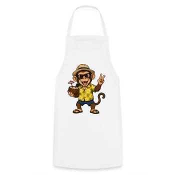 Tropical Monkey Party - Ambiances Hawaii - Tablier de cuisine - blanc - Devant - AI Model Male 185 dark (185cm)