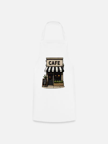 Kleines Café Straßenskizze - Kochschürze - Weiß