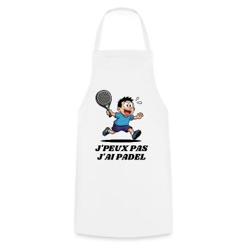 padel, jouer au padel, club de padel - Tablier de cuisine - blanc - Devant - AI Model Male 185 dark (185cm)