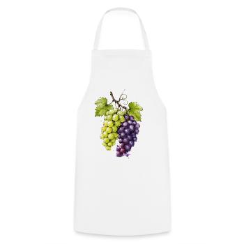 Grappe de raisins aquarelle vert violet - Tablier de cuisine - blanc - Devant - AI Model Male 185 dark (185cm)