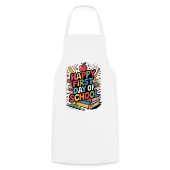 Happy First Day of School Books - Cooking Apron - white - Front - AI Model Male 185 dark (185cm)