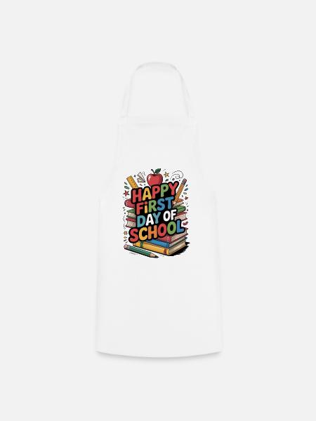 Happy First Day of School Books - Cooking Apron - white
