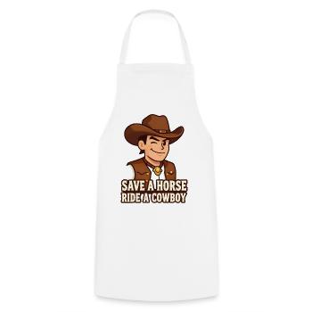 Cowboy Cartoon with Western Slogan - Cooking Apron - white - Front - AI Model Male 185 dark (185cm)