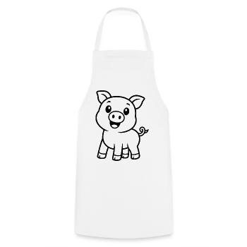 Motif animal cochon joyeux - Tablier de cuisine - blanc - Devant - AI Model Male 185 dark (185cm)