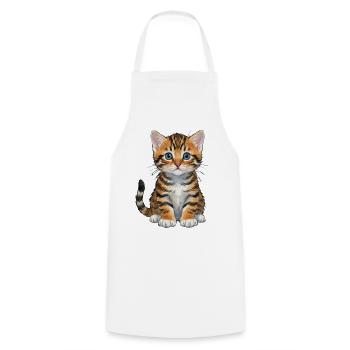Katzenbaby aquarell getigertes Kätzchen Geschenk  - Kochschürze - Weiß - Vorne - AI Model Male 185 dark (185cm)