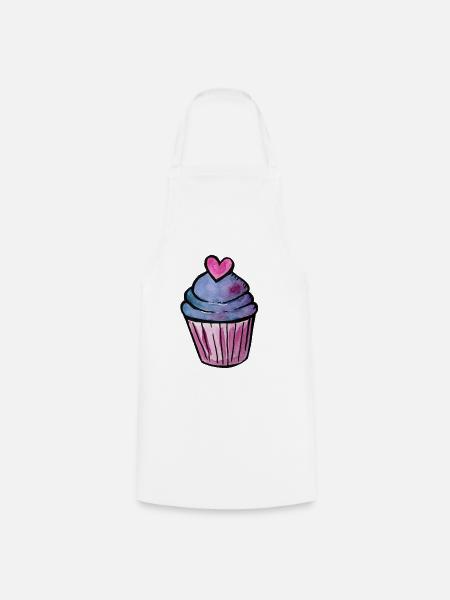 Aquarell Cupcake-Herz - Kochschürze - Weiß