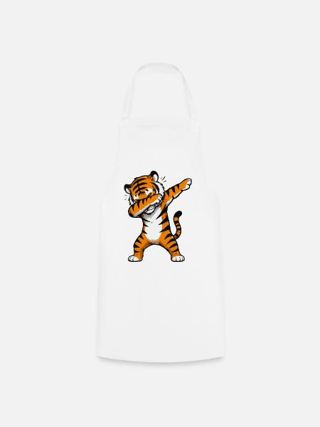 Tiger Dab Aufdruck - Kochschürze - Weiß