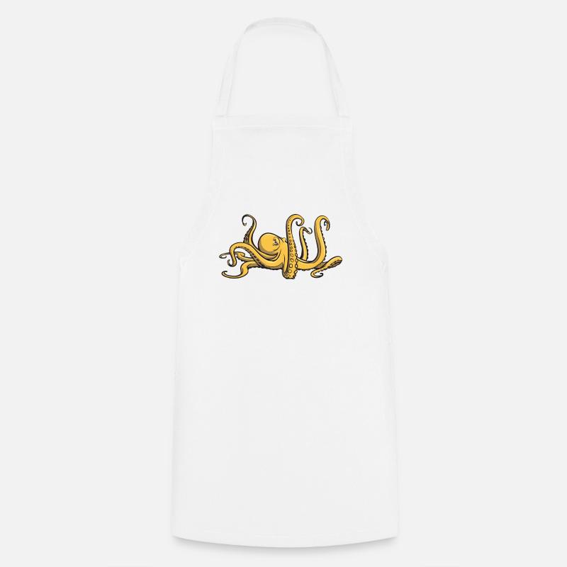 I like octopus - eight tentacles - squid - Cooking Apron - white