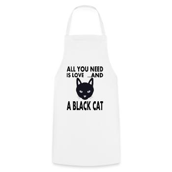 Schwarze Katze Katzenfreund Haustier Katzenauge - Kochschürze - Weiß - Vorne - AI Model Male 185 dark (185cm)