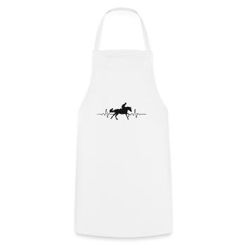 HEARTBEAT HORSES RIDING BLACK HORSE GIFT - Cooking Apron - white - Front - AI Model Male 185 dark (185cm)