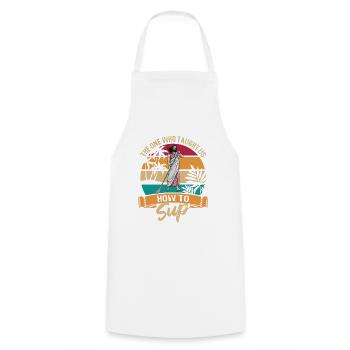 The One who taught us how to SUP - Jesus - Paddle - Cooking Apron - white - Front - AI Model Male 185 dark (185cm)