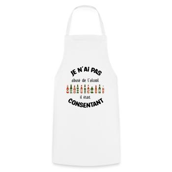 Je n'ai pas abusé de l'alcool, il était consentant - Tablier de cuisine - blanc - Devant - AI Model Male 185 dark (185cm)