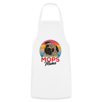 Mops - Kochschürze - Weiß - Vorne - AI Model Male 185 dark (185cm)