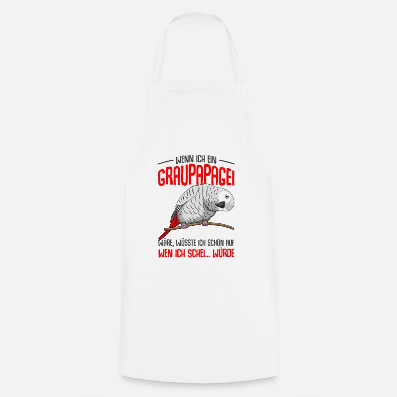 Graupapagei - Kochschürze - Weiß