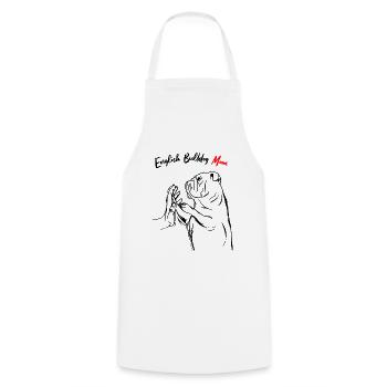 English Bulldog - Cooking Apron - white - Front - AI Model Male 185 dark (185cm)