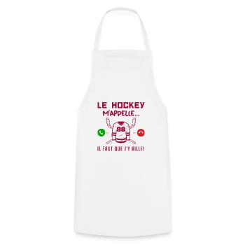 le hockey m'appelle il faut que j'y aille ! cadeau - Tablier de cuisine - blanc - Devant - AI Model Male 185 dark (185cm)
