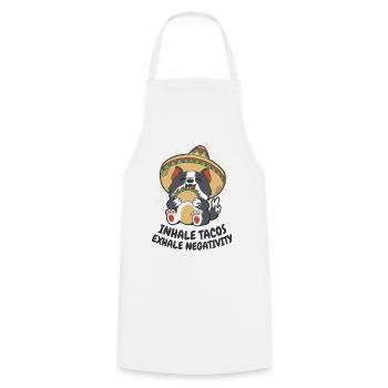 Tacos einatmen, Negativität ausatmen - Kochschürze - Weiß - Vorne - AI Model Male 185 dark (185cm)