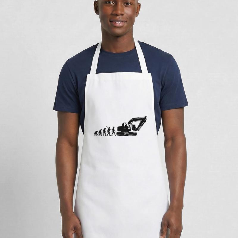 Evolution - driving an excavator - construction site, construction worker Cooking Apron
