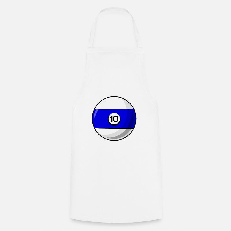 Boule de billard 10 Billard bleu dix - Tablier de cuisine - blanc