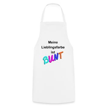 Meine Lieblingsfarbe ist BUNT (3D, schw) - Kochschürze - Weiß - Vorne - AI Model Male 185 dark (185cm)