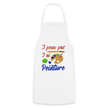 Peinture shirt je peux pas j´ai peinture artiste - Tablier de cuisine - blanc - Devant - AI Model Male 185 dark (185cm)