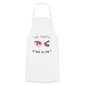 Les Sushis c'est la vie ! - Tablier de cuisine - blanc - Devant - AI Model Male 185 dark (185cm)