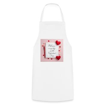 Amour éternel - Cadeau de la Saint-Valentin - Tablier de cuisine - blanc - Devant - AI Model Male 185 dark (185cm)