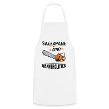 Sägespäne sind Männerglitzer Kettensäge Motorsäge - Kochschürze - Weiß - Vorne - AI Model Male 185 dark (185cm)